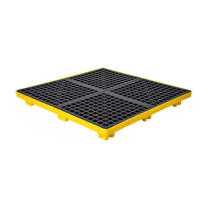Modular Leak Platform/Grid Pads.Modular Spill Containment Tray for Oil Drums - Heavy-Duty Anti-Leak Pallet, Eco-Friendly, Chemical-Resistant Platform for Safe Liquid Storage，（Yellow，120 * 120* - size: 120*120*10cm