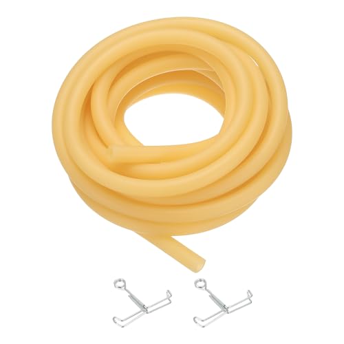 PATIKIL Rubber Tubing, 6mmx10mmx5m Tubing Tube with Hose Clamps, Soft Hose Line Pipe for Multipurpose Industrial Aquarium, Yellow - size: 6mmx10mmx5m