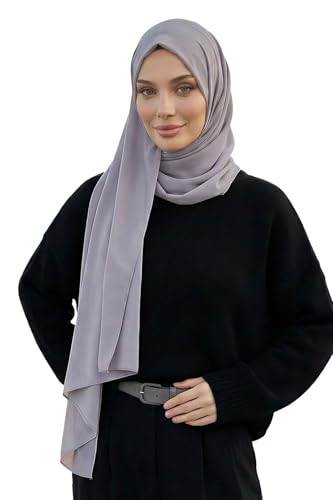 Aisha's Design Instant Chiffon Shawl for Women Modesty Turban Hijab Head Wrap Ready to Wear Women Headscarf - color: Grey