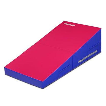 Matladin 48"x24"x14" Tumbling Mat - Folding Gymnastics Cheese Wedge Mat for Kids, Girls Home Training - color: Pink,Dark Purple