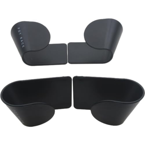 4 Pairs Pot and Pan Lid Holder Self Adhesive Wall Mount Storage Organizer Pot Lid Organizer for Cabinet (Black)