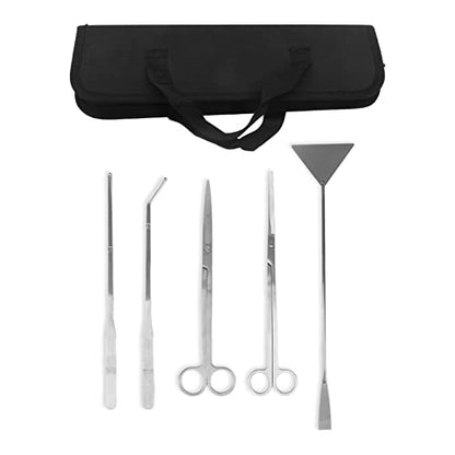 Aquarium Scissors Plant Tools 5 in 1 | Stainless Steel Aquarium Tweezers/Scissors/Spatula | Safe for Water Plants & Fish | 7.1 Inch Practical Tool Set