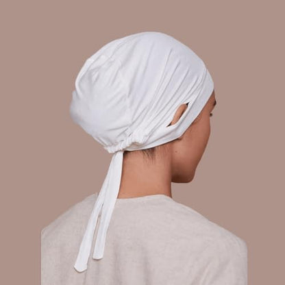 Qianmome 4 Pieces Jersey Drawstring Women Under Hijab Cap With Ear Hole Inner Hijab Cap - color: 4pcs Style a