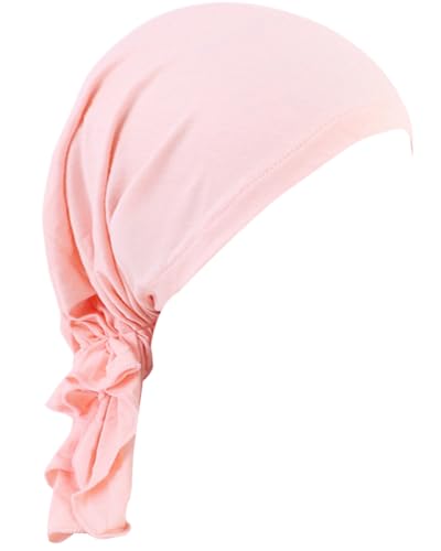 Chemo Headwear for Women Pre-Tied Head Scarf Slip On Headwraps Soft Turbans Cancer Hats Beanie Coverings Scarves - color: Light Pink