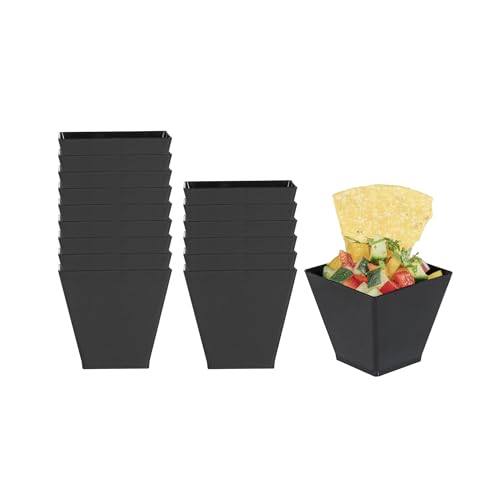 Restaurantware 2-OZ Mini Kova Dessert Tumbler Cup - Elegant Square Black Plastic Cups: Perfect for Serving Desserts and Snack Samples - Disposable and Eco-Friendly - 100-CT - color: Black, size: 2 oz