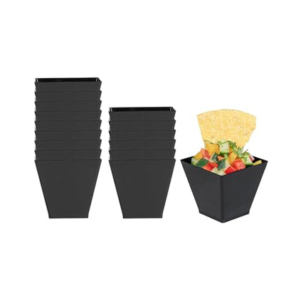 Restaurantware 2-OZ Mini Kova Dessert Tumbler Cup - Elegant Square Black Plastic Cups: Perfect for Serving Desserts and Snack Samples - Disposable and Eco-Friendly - 100-CT - color: Black, size: 2 oz
