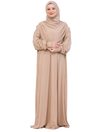 Prien Prayer Dress For Women, Cotton Muslim Abaya, Soft Hijab, Elegant Turkish Islamic Wear For Eid, Ramadan, Umrah, Hajj - color: Deep Mink