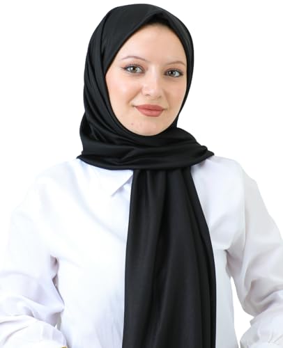 Prien Hijab For Women Muslim Lightweight Scarf Head Scarves For Girls Islamic Long Headscarf Chiffon Shawl Prayer Set Ramadan - color: Black