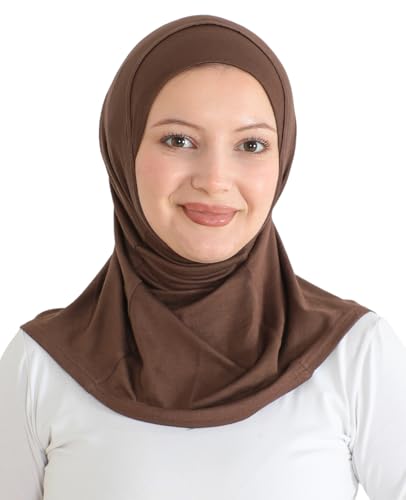 Prien Sport Instant Hijab For Women, Muslim Cotton Turban, Soft Head Scarf, Ready To Wear Hijabs Prayer Clothes, Islamic Wear - color: Brown