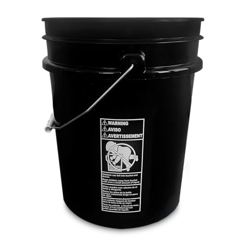 5 Gallon Bucket - Food Grade Bucket BPA-Free, Black,12 Pack | Metal Handle Grip, Heavy-Duty 90 Mil HDPE Plastic Pail, Food Safe Stackable Utility Container, Lid Not Included, Made in USA - color: Black, size: 12 Packs