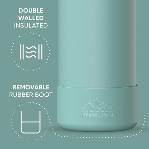 Hydrapeak 32oz Sport Insulated Water Bottle with Straw Lid, Leak & Spill Proof, Keeps Drinks Cold for 24 Hours, Hot for 12 Hours, Premium Stainless Steel Water Bottles (32oz, Pale Sage) - color: Pale Sage