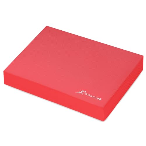 ProsourceFit Exercise Balance Pad, Non-Slip Cushioned Foam Mat & Knee Pad for Fitness and Stability Training, Yoga, Physical Therapy - color: Red, size: L - (15.5" x 12.75")