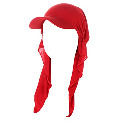 Hijab Scarf for Women Baseball Curved Brim Cap | Soft Breathable Cotton, Lightweight Feel, Adjustable Strap, Curved Brim, Summer Wear, Outdoor Activity, Casual Daily Use - color: 08#_red