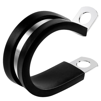 1 Inch Rubber Cable Clamp P Clip Pipe Hose Tube Conduit Wire Insulated | ELECFUN, 20pcs, Stainless Steel, Metal, Line - size: 1 Inch