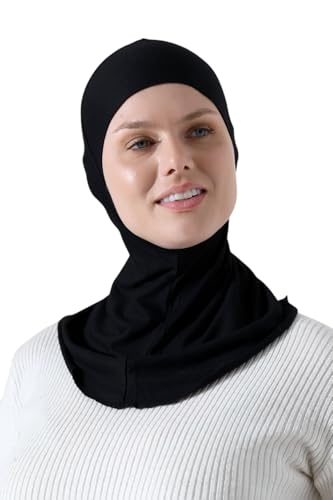 ihvan online, Hijab Undercap, Full Neck Coverage Under Scarf Hijabs, Head Coverings for Women, Muslim Stretchy Sports Turban - color: Black
