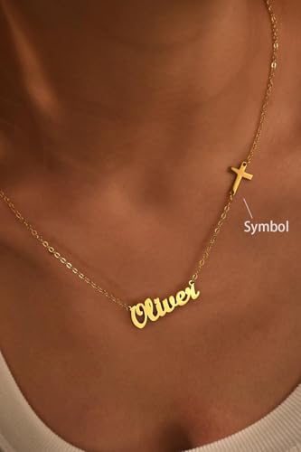 DayOfShe Custom Tiny Name Necklaces for Wedding Bridesmaid Gifts Best Friend Birthday Gifts, 18K Gold Plated Dainty Name Necklace Personalized Christmas Jewelry Gifts - color: Tiny Name+Heart