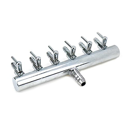 Air Flow Splitter Aquarium Stainless Steel 6Way Lever | This stainless steel 6-way lever control valve splits air flow for aquarium use. - size: 6 Ways