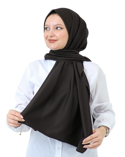 Prien Hijab For Women Muslim Lightweight Scarf Head Scarves For Girls Islamic Long Headscarf Chiffon Shawl Prayer Set Ramadan - color: Brown
