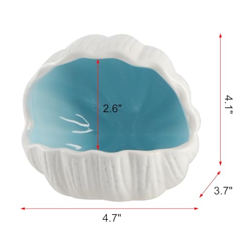 Ceramic Shell Cave with 50 Pearls - Betta Fish & Shrimp Tank Decorative Hideout(Blue + 50PCS Pearl)