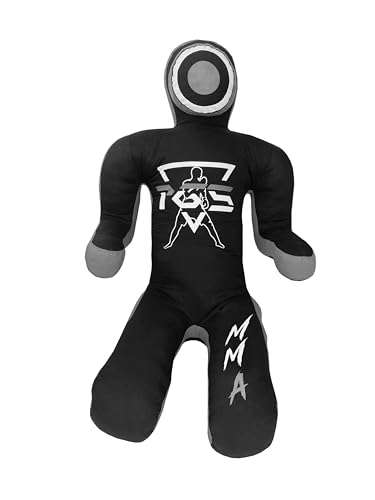 PGS Grappling Dummy for Wrestling Brazilian Jiu Jitus MMA Punching Bag Judo Karate Practice Martial Arts Training Boxing Self Defense Dummy – UNFILLED - color: Black Grey, size: 5FT (59 Inches)