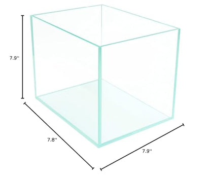 Ultra Clear 2 Gallon Rimless Low Lron Aquarium Tank, 7.8" L × 7.8" W × 7.9" H (20cm x 20cm x 20cm) 1/5 inch Thickness Ultra HD Glass Fish Tank with Black Nano Foam Leveling Mat Included
