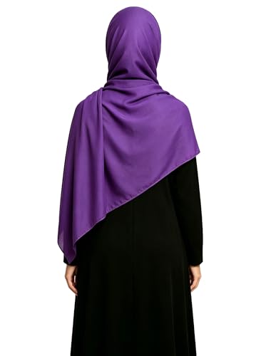 Lina & Lily Non-see-through Premium Jersey Maxi Hijab Head Scarf Wrap for Muslim Women - color: Dark Purple