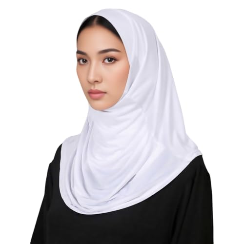LMVERNA Ready To Wear Hijab for Women Muslim Instant Turban Soft Scarf for Prayer Long Hijabs - color: White