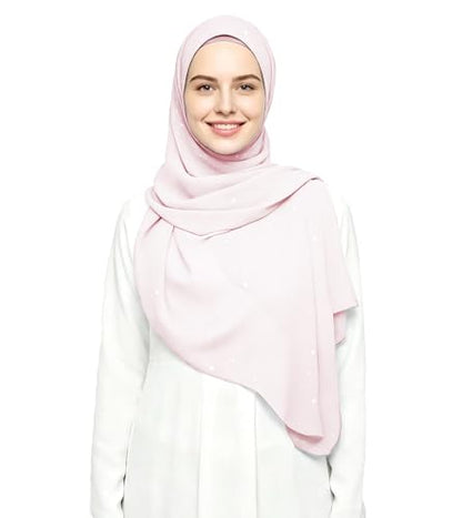 Lina & Lily Sparkle Shimmer Gold Glitter Women's Chiffon Hijab Head Scarf Shawl Wrap Lightweight - color: Pale Pink