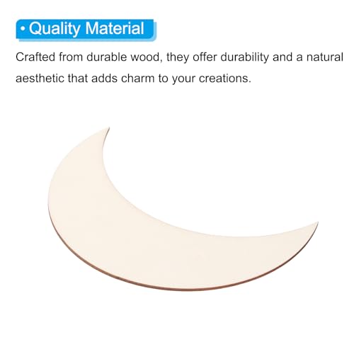 PATIKIL 5.5"x1.8" Wooden Moon, 10 Pack Unfinished Wood Moon Blank Wooden Cutouts Ornaments Natural Wood Pieces for Christmas Party Craft Projects - size: 5.5"x1.8"
