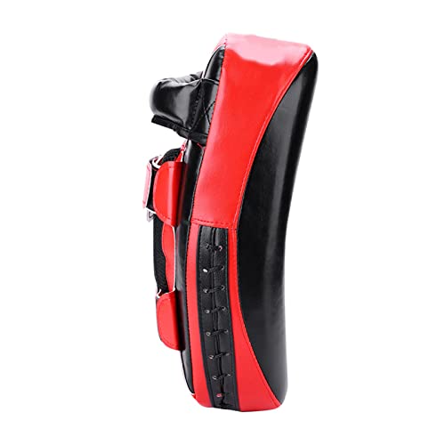 Muay Thai Pad for Training, Curved Kickboxing Kicking StrikeShield, KickShield, Coaching Kick Boxing, MMA, Martial Arts, Karate, Taekwondo, Punching, Foot, Knee and Elbow Target (Black Red)