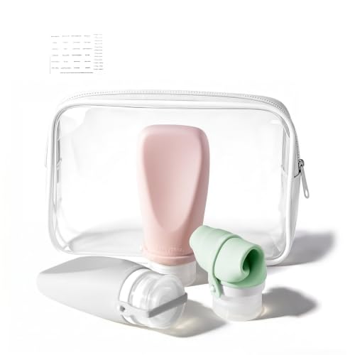 Silicone Travel Bottles for Toiletries, TSA Approved Size 2oz - color: Pink, Green, Gray