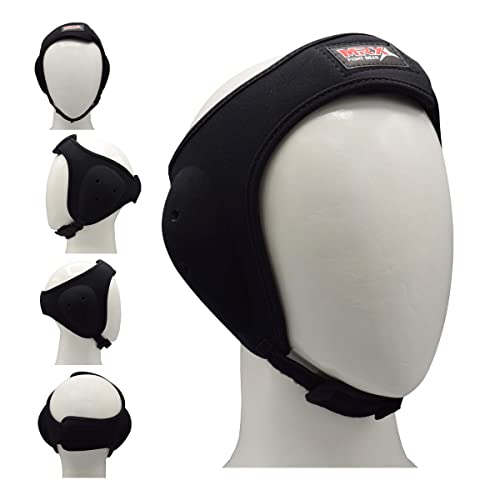 MRX MMA Ear Guards Kick Boxing Ju Jitsu Cage Wrestling Ear Protection Headgear with Adjustable Straps for Safe Head & Ear - color: Black