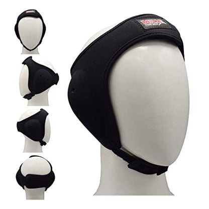 MRX MMA Ear Guards Kick Boxing Ju Jitsu Cage Wrestling Ear Protection Headgear with Adjustable Straps for Safe Head & Ear - color: Black