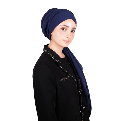 MuLanLegend Mu Lan Song Hijab | Large Non-See-Through Muslimah Headscarf Wrap | Non-Slip Women Scarf | Flowy and Drapey - color: Navy Blue