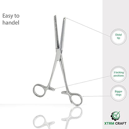 Pean Hemostat Straight and Curved Multipurpose Locking Tweezer Clamps Serrated, Stainless Steel - Hemostats for Nurses, Fishing Forceps, Crafts and Hobby - size: 5.5", style: Straight