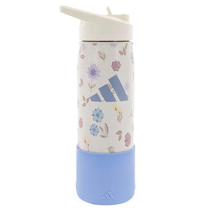adidas Stainless Steel Metal Water Bottle 20 oz (600 mL) Straw Lid - color: Warm Vanilla Yellow/Tactile Blue/Tactile Blue/2
