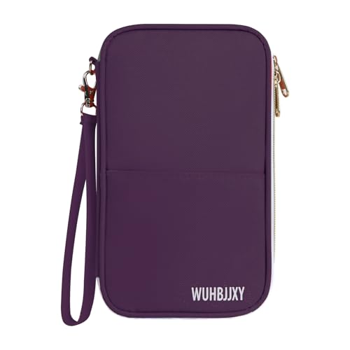 Secure, Practical, RFID Family Passport holder, Travel wallet (Purple), Strong storage Funtion Three-layer Design, Travel Document organizer, - color: Purple