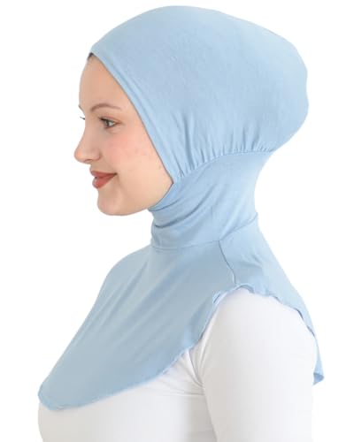 Prien Sport Hijab For Women, Muslim Head Scarf, Flexible Turban Girls, Chic Islamic Wear For Gym, Neck Collar Bonnet Viscose - color: Light Blue