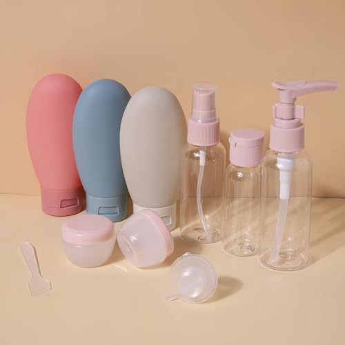 Premium Travel Container Set | Portable Press Bottles for Cosmetics, Shampoo, Lotion & Cream, Vacuum-Sealed Refillable Bottles 3-1 - color: Nordic Style 11-Piece Set