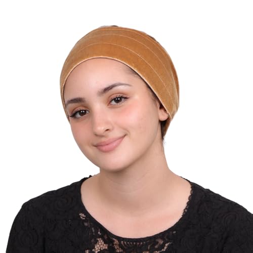Mu Lan Gripband | Non-Slip Headband | Anti-Slip Velvet Under Scarf Hijab | Double Grip Hair Shawl Turban Hat Wig (Beige Gold) - color: Beige Gold