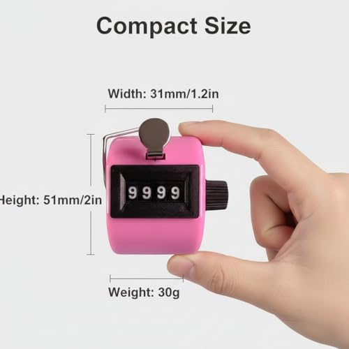 Hand Tally Counter - 4 Digit Mechanical Clicker Counter for Knitting and Crochet - Handheld Lap, Pitch & People Counter with Finger Ring - No Battery Required for Teachers, Nurses,(Black)