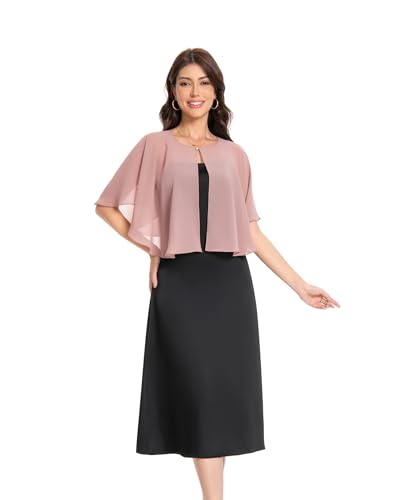 Baoqiya Capelets for women Chiffon Cape Soft Shawls and Wraps For Women - color: Blush