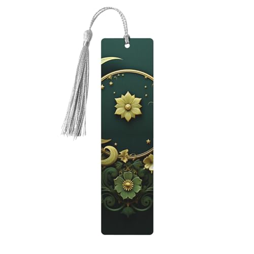 Wooden Bookmarks for Women Men Vintage Wood Bookmark with Tassels Fancy Craft Book Mark Ramadan on Green Wallpaper Cute Wood Hanging Tags Ornaments for Book Lovers Birthday Teachers Gift - color: Gray