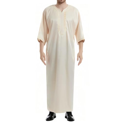 Men's Kaftan - Muslim Robe Thobe Caftan - color: Beige, size: Large