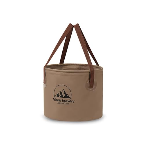 Portable Collapsible Water Bucket with Handles (Coffee, 5.28 Gal) | Lightweight Foldable Basin, Multifunctional Folding Tub & Storage Bin for Camping, Fishing, Dish Washing, Laundry, Hiking - color: Coffee, size: 20L