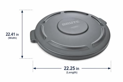 Rubbermaid Self-Drain Flat Top Lid for 32-Gallon Brute Containers, Gray