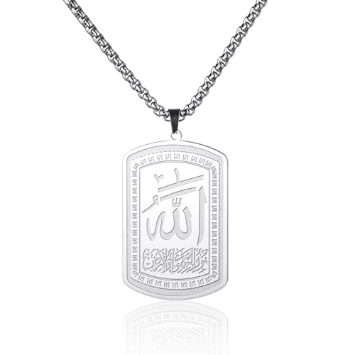 VASSAGO Allah Necklace for Women Men Stainless Steel Islamic Muslim Pendant Islam Religious Charm Jewelry Gift - color: Silver Islam Necklace