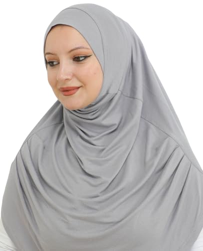 Prien Ready To Wear Hijab For Women, Instant Turban, Soft Muslim Scarf For Prayer, Long Hijabs, Islamic Clothes, Jersey Abaya - color: Grey