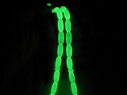 Perlin Muslim Prayer Beads 33 Bead Glow in the Dark Tasbih – Islamic Misbaha Subha Dhikr Beads with 15 x 6 mm Oval Luminous White Beads, Ottoman Style Prayer Rosary for Meditation and Worship, 38 cm