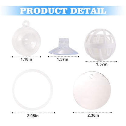 Betta Fish Toys, 2 PCS Fish Exercise Ring and Nitrifying Balls Set, Betta Mirror Toy Set, Feeding Ring with Suction Cup, Fishing Tank Accessories for Gifts (White) - color: White